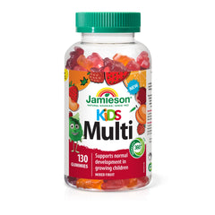 Jamieson Multivitamin Gummies for Kids, 130 Gummies, Orange, Cherry and Raspberry Flavours, Supports Growth and Development. Vegetarian, Non-GMO, No Artificial Colours, Flavours or Preservatives