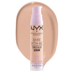 NYX Professional Makeup Concealer, Under eye concealer, Bare With Me Serum, Satin and Natural Finish, Infused with Tremella Mushroom and Green tea for 24HR Hydration, Vegan Formula - 02 Light, 9.6mL