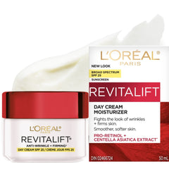L'Oréal Paris SPF Moisturizer for Face with Pro-Retinol & Centella, Face Moisturizer Fights the Look of Wrinkles, Moisturizer to Firm Skin & Target the Signs of Aging, Revitalift, 50ml