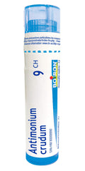 Boiron Antimonium Crudum 9CH,Homeopathic medicine. Each tube contains 4 g (approximately 80 pellets)