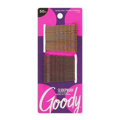 Goody SlideProof Bobby Pin - 50 Count - Assorted Brunette Colors, Ouchless Bobby Pins for Hair Styling, Lock In Style, Comfortable, Pain-Free Accessories for Women & Men, All Hair Types