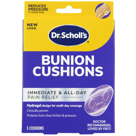 Dr. Scholl's BUNION CUSHION with Duragel Technology, 5ct. Cushioning Protection Against Shoe Pressure and Friction That Fits Easily in Any Shoe For Immediate and All-Day Pain Relief