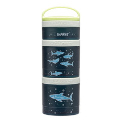 Whiskware Stackable Snack Containers for Kids and Toddlers, 3 Stackable Snack Cups for School or Travel, Sharks
