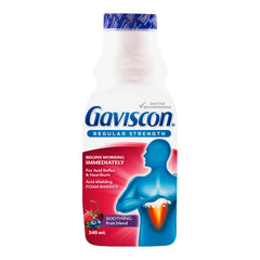 Gaviscon Liquid Regular Strength Antacid - 340 ml - Antacid Liquid for Day and Night Heartburn Relief, Acid Reflux and GERD Relief, Fruit Blend - Free of Aluminum, Lactose and Gluten