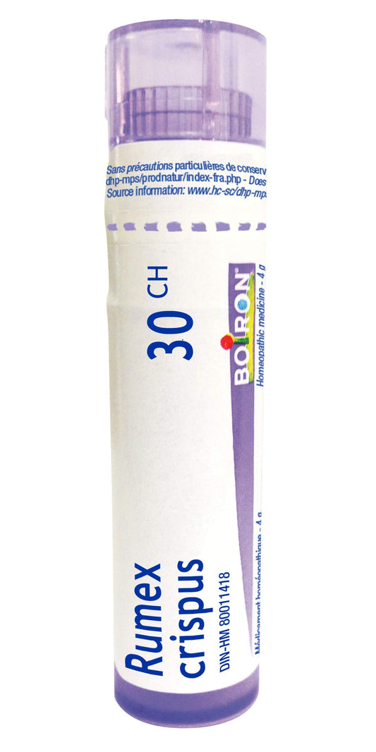 Boiron Rumex crispus 30ch,Homeopathic medicine. Each tube contains 4 g (approximately 80 pellets)