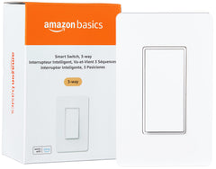 Amazon Basics Smart Switch, 3-Way, Works with Alexa Only, 2.4 GHz Wi-Fi, No Hub Required, White