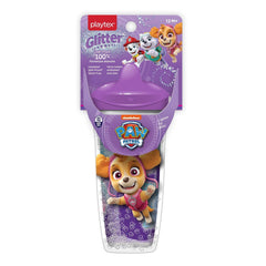 Playtex Baby Sipsters Hard Spout PAW Patrol Sippy Cup for 12+ Months, 9 Ounce (1 Count), Purple Glitter Skye Design, Insulated Toddler Water Bottle for Kids, Spill-Proof Cups for Toddlers 1-3, Stage 3