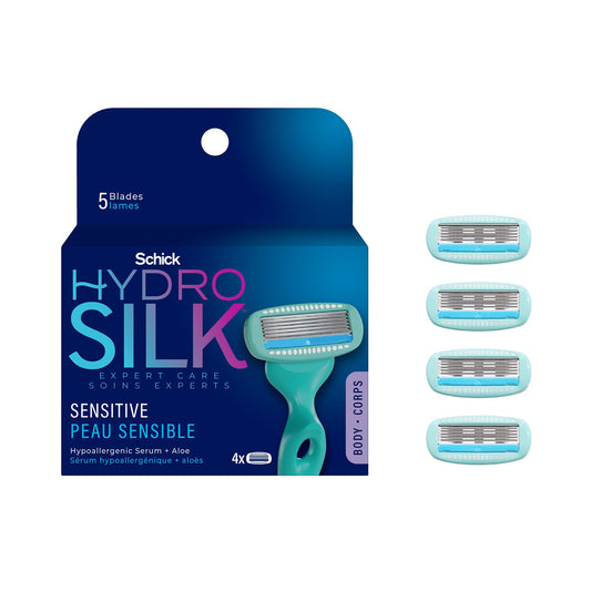 Hydro Silk Schick Hydro Silk Sensitive Care Womens Razor Refills, Pack of 4 Shower Storable Razor Refills