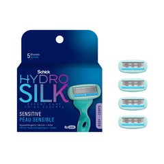 Schick Hydro Silk Sensitive Care Razors for Women | Replacement Refills for any Hydro Silk Handles | 5-Blade Refill for Women with Sensitive Skin| 4 Count Razor Refills