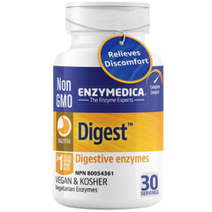 Enzymedica Digest, 30 Vegan Caps, 1-Month Supply, Broad Spectrum Enzyme Blend with Lipase for Balanced Digestion, Ideal for Men & Women, Supports Nutrient Breakdown, Dairy-Free, Gluten-Free & Soy-Free