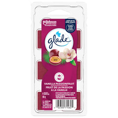 Glade Wax Melts Air Freshener and Odor Eliminator, Scented Essential Oils for Home and Bathroom, Vanilla Passionfruit, 6 Count