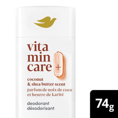 Dove Vitamin Care+ Deodorant Stick Aluminum-Free Deodorant for Women Coconut & Shea Butter Scent 72H Breathable Odour Protection with Vitamin B3+E 74 g