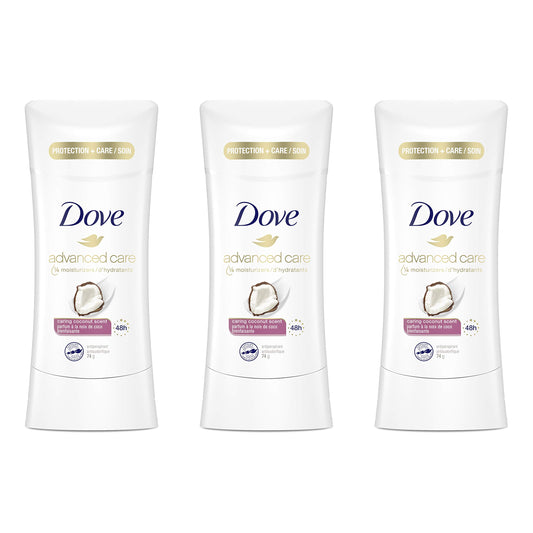 Dove Antiperspirant Stick for Women Caring Coconut Scent, Women's Deodorant, 48 Hour Protection for Soft And Comfortable Underarms 74 g (Pack of 3)