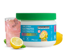 Organika Canadian-Made Electrolytes Powder - Pink Lemonade - Sugar-Free Hydration and Electrolyte Replenishment with Prebiotics and Vitamin C - 210g - 60 servings