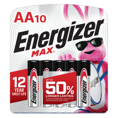 Energizer MAX AA Batteries (10 Pack), Double A Alkaline Batteries