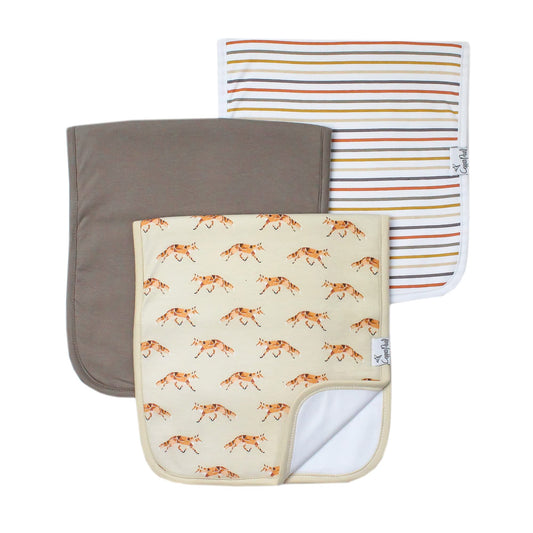 Baby Burp Cloth Small 21''x10'' Size Premium Absorbent Triple Layer 3-Pack Gift Set 'Swift' by Copper Pearl