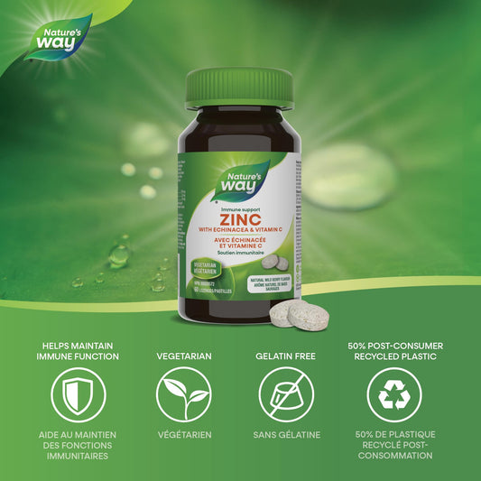 Nature's Way Zinc with Echinacea & Vitamin C / 60 Lozenges, Beige