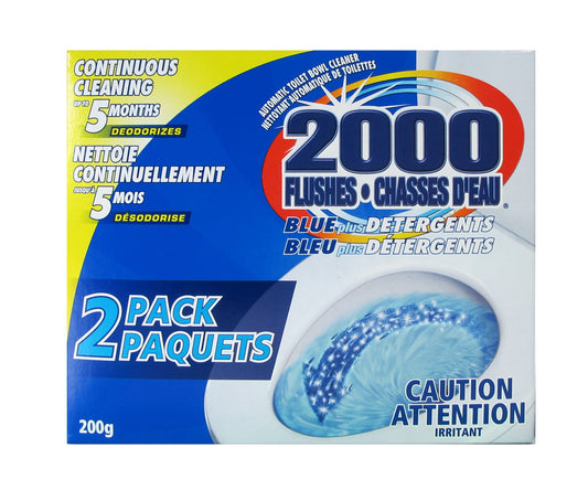 2000 Flushes Automatic Toilet Bowl Cleaner | Blue plus Detergents 100g | Makes scrubbing easier by helping break down toilet bowl residue and stains, with pine oil scent | 2 Cubes