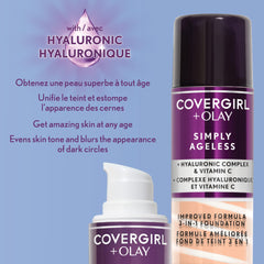 Covergirl -Simply Ageless 3-in-1 Liquid Foundation Infused with Hyaluronic Complex, Vitamin C and Niacinamide - Hydrating Formula, 100% Cruelty-Free