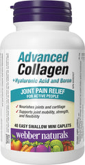 Webber Naturals Advanced Collagen with Hyaluronic Acid and Boron, 40 Mini Caplets, Helps Relieve Joint Pain and Stiffness