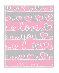 The Kids Room by Stupell Love You Pink and Gray Hearts Textual Art Wall Plaque