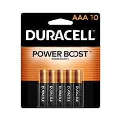Duracell Coppertop AAA Batteries with Power Boost Ingredients, Triple A Batteries, 10 Count (Pack of 1) for Household and Office Devices, Alkaline AAA Battery