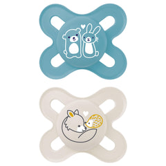 MAM Start Pacifiers (pack of 2 pacifiers), MAM Soother with a Soft Silicone Nipple, Best Pacifier for Breastfed Babies, Newborn Baby Boy Essentials