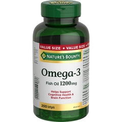 Nature's Bounty 1200mg Fish Oil Omega 3 Supplement Helps Support Cardiovascular Health and Brain Function 200 Softgels