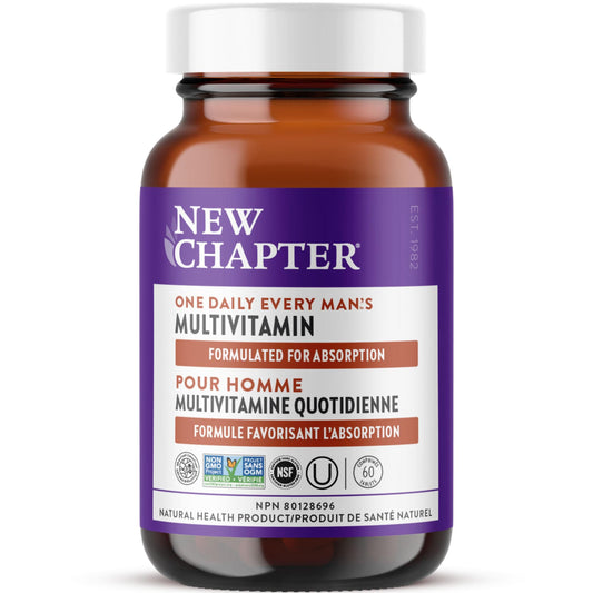 New Chapter Every Man's One Daily Multivitamin - Supports Immune, Energy & Bone Health - Contains Fermented Ingredients & Organic Vegetables & Herbs - Vegetarian, Kosher & Gluten-Free - 60 Tablets