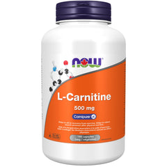 NOW Supplements, L-Carnitine 500mg, Purest Form, Amino Acid, Fitness Support, 180 Veg Capsules
