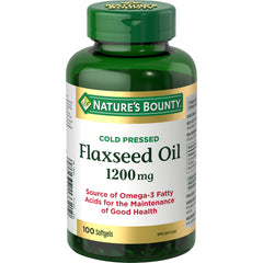 NATURE'S BOUNTY Flaxseed Oil, Cold Pressed, 1200 mg, Source of Omega-3 Fatty Acids And Linoleic Acid, Softgels, 168.5 g