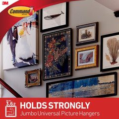 Command Wire Back Picture Hanger 17048-EF, White, 1 Hanger, 4 Large Strips, 4 Mini Strips