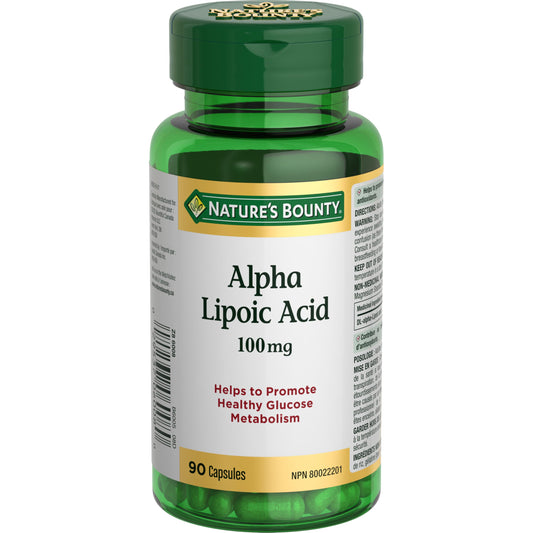NATURE'S BOUNTY Alpha Lipoic Acid, 100 mg, Promotes Healthy Glucose Metabolism, Provides Antioxidants, Capsules, 42.3 g