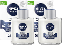NIVEA MEN Sensitive Skin After Shave Balm, After Shave for Men with Sensitive Skin, No Drying Alcohol, Aftershave Instantly Soothes & Protects, Dermatologically-Tested Skin Care, 2 x 100 mL