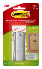 Command Sawtooth Picture Hanger 17047-EF, Grey, 1 Hanger, 2 Large Strips, 4 Mini Strips