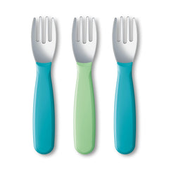 NUK Kiddy Cutlery Forks, 18+ Months, Teal and Green, 3 Pack