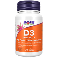 NOW Supplements, Vitamin D-3 2,500 IU, High Potency, Structural Support*, 90 Softgels