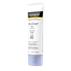 Neutrogena Ultra Sheer Face Sunscreen Lotion Broad Spectrum SPF 45, Dermatologist-tested, Oxybenzone-free, Non-comedogenic, Water Resistant & Non-Greasy, 88mL