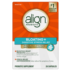 Align Probiotic, Bloating + Digestive Stress Relief, Probiotic for Women and Men with Ashwagandha, Helps Relieve Symptoms of IBS such as Bloating, Gas, and Abdominal Discomfort, 28 Capsules