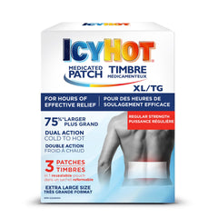Icy Hot Original XL Patch with Menthol – Large Format for Back and Muscle Pain Relief, Up to 8 Hour Wear, 3 Patches