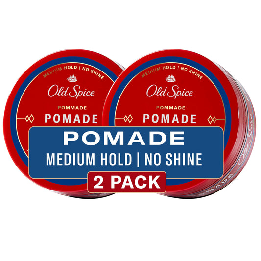 Old Spice Hair Styling Pomade for Men, Medium Hold No Shine, 126 g Total (2 Count of 63 g Each)