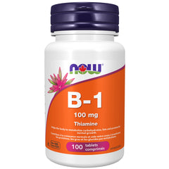 NOW Supplements, Vitamin B-1 100 mg, Energy Production, Nervous System Health, 100 Tablets