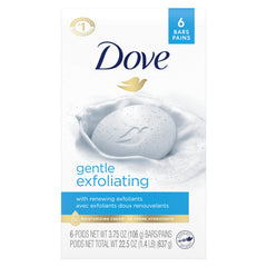 Dove Beauty Bar more moisturizing than bar soap Gentle Exfoliating for softer and smoother skin 106g (Pack of 6 bars)