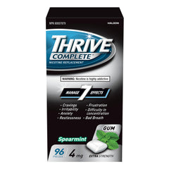 Thrive Complete Nicotine Replacement Gum, 4mg Extra Strength, Spearmint, 96 Count