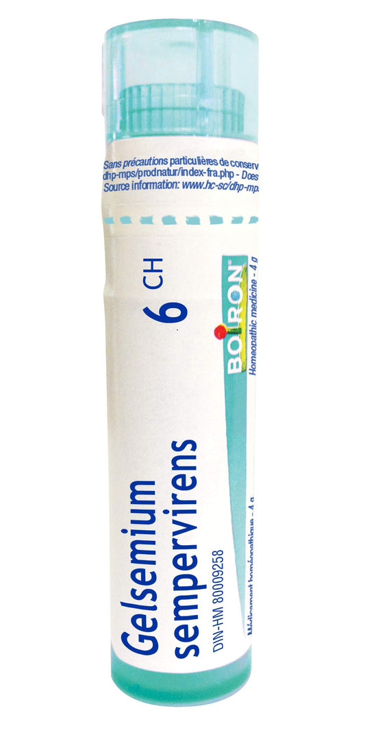 Boiron Gelsemium sempervirens 6ch,Homeopathic medicine. Each tube contains 4 g (approximately 80 pellets)