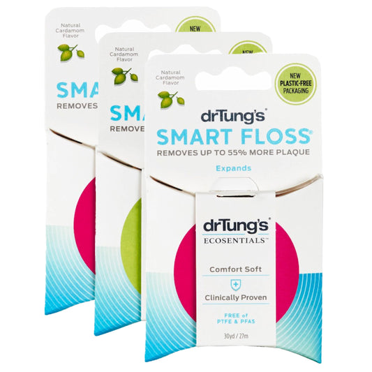 DrTung's Smart Floss, 30 yds, Dental Floss - Natural Cardamom Flavor Colors May Vary (3 Pack)