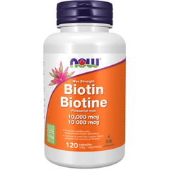 NOW Supplements, Biotin 10 mg (10,000 mcg), Extra Strength, Energy Production, 120 Veg Capsules