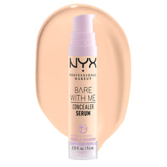 NYX Professional Makeup Concealer, Under eye concealer, Bare With Me Serum, Satin and Natural Finish, Infused with Tremella Mushroom and Green tea for 24HR Hydration, Vegan Formula - 01 Fair, 9.6mL