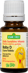Sesame Street Daily Sunshine Vitamin Baby D3 Drops by Webber Naturals, 333 Servings, Unflavoured, 400 IU of Vitamin D per Drop