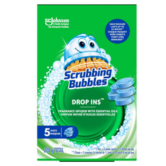 Scrubbing Bubbles Drop-Ins, Continuous Toilet Bowl Cleaning Tablets, Protects Against Stains and Limescale, Fragrance Infused with Essential Oils, 5 Discs